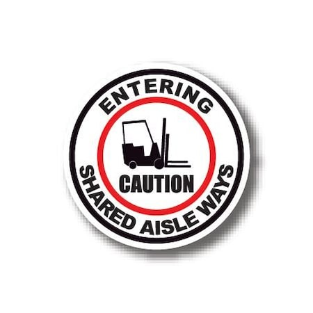 Ergomat 24in CIRCLE SIGNS - Caution Entering Shared Aislways DSV-SIGN 576 #1822 -UEN